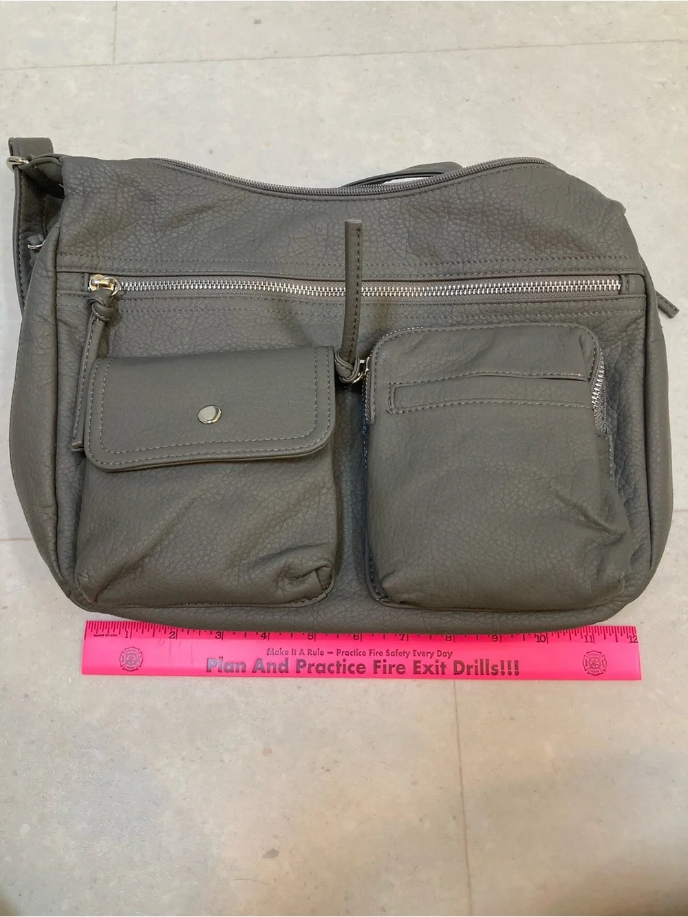 Bueno Vintage Olive Green Purse Multi-Pocket Faux-Leather Messenger Bag